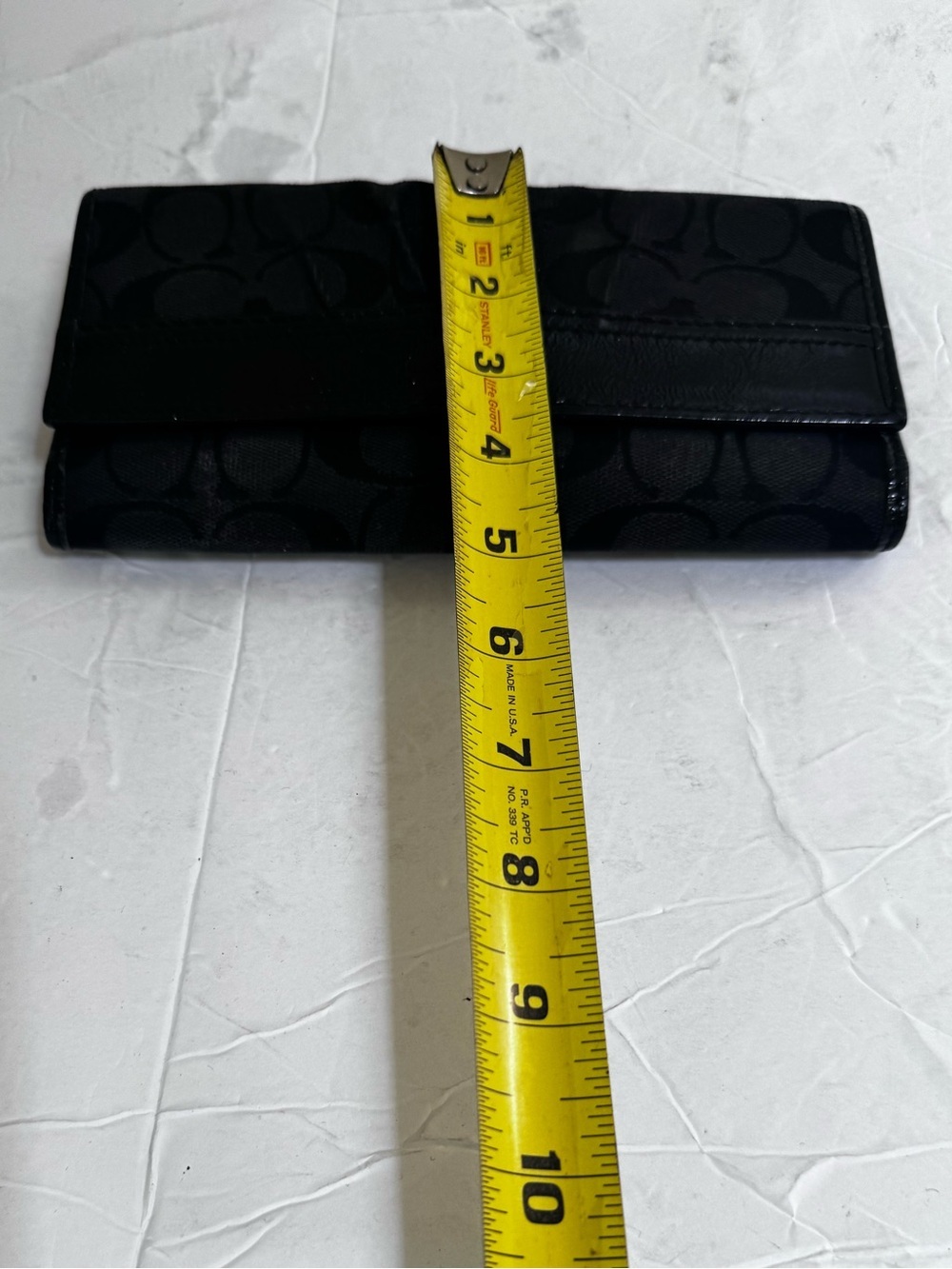 Coach Signature C Jacquard Leather TriFold Wallet Black Clutch Card Case Canvas - Picture 15 of 16